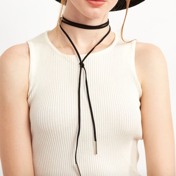 Black Metal Bar Wrap Choker Necklace - Picture 3 of 4